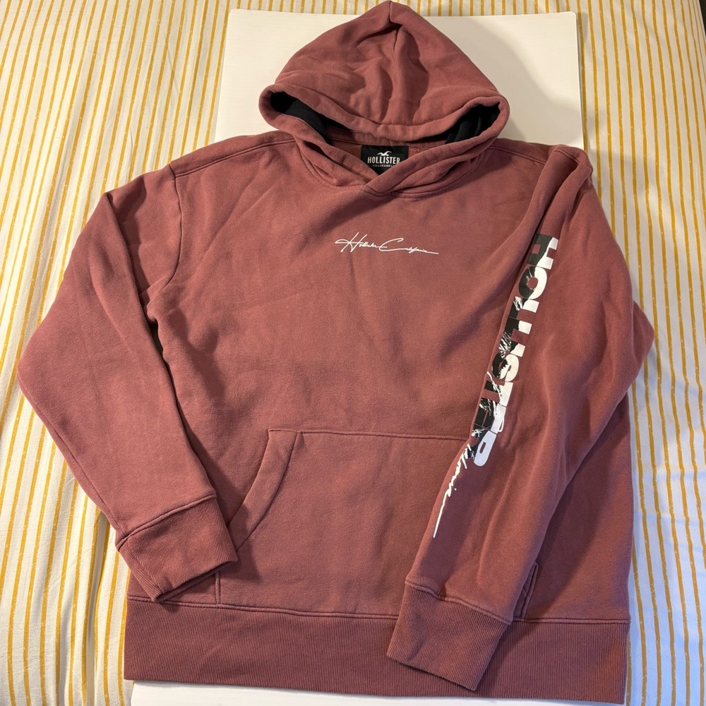 Hollister California Graphic Fleece Hoodie‎ — Men's Size L - Muted Rose/Mauve